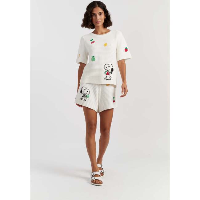 Cotton Snoopy Crochet Shorts, White - Shorts - 4