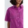 Sienna Linen-Blend Scallop Edge Shirt, Purple - Blouses - 3