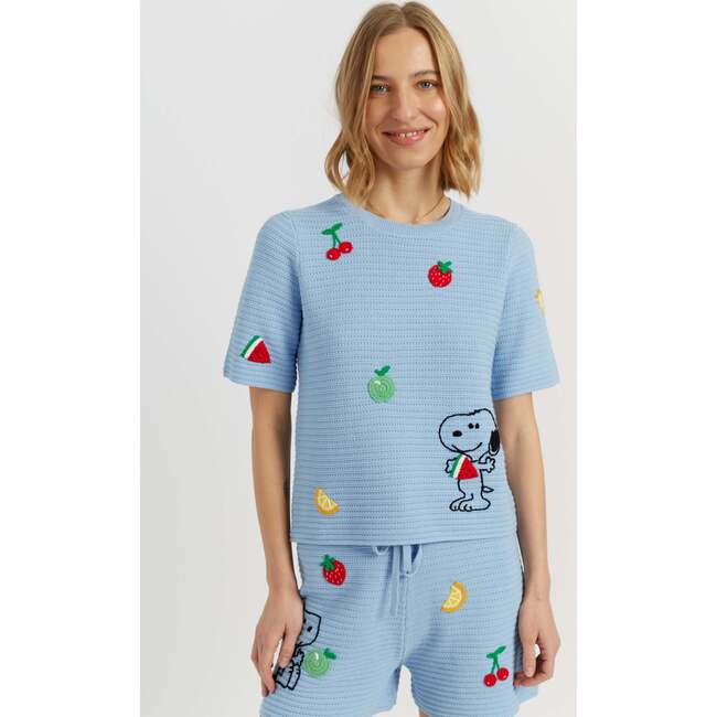Cotton Snoopy Crochet Tee, Blue