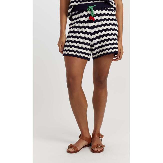 Cotton Cherry Crochet Shorts, Blue