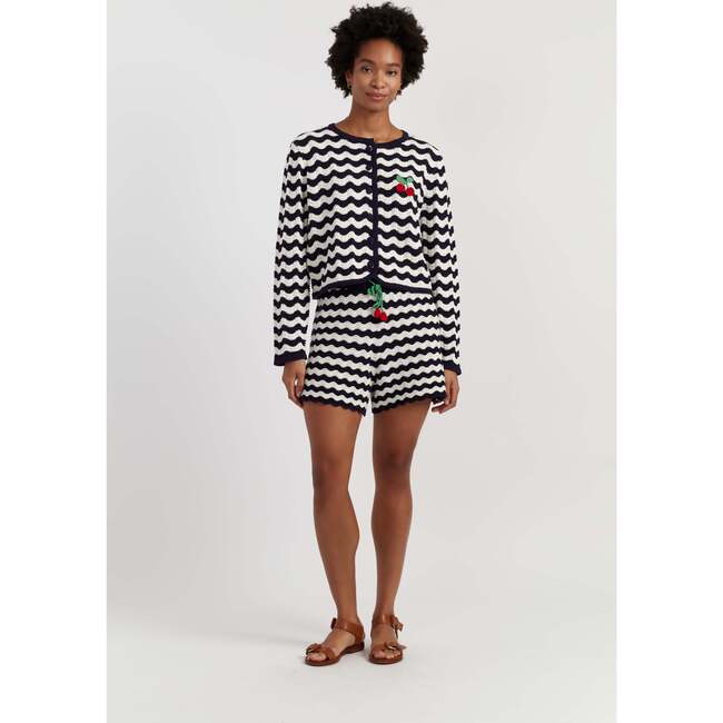 Cotton Cherry Crochet Cardigan, Blue