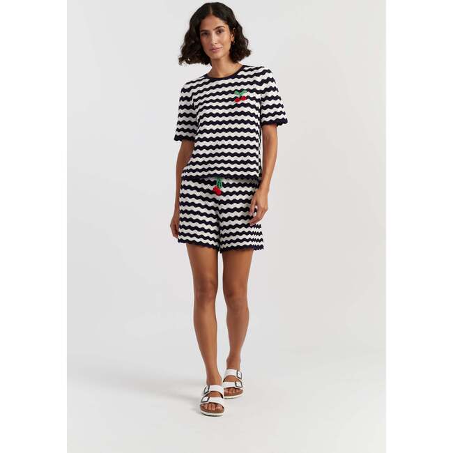 Cherry Crochet Tee, Blue