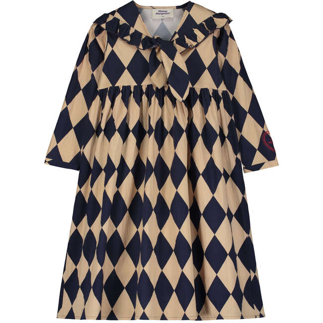 HARLEQUIN DRESS, ANGORA/BLUE - Dresses - 1