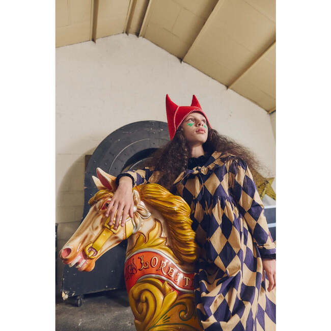 HARLEQUIN DRESS, ANGORA/BLUE - Dresses - 6