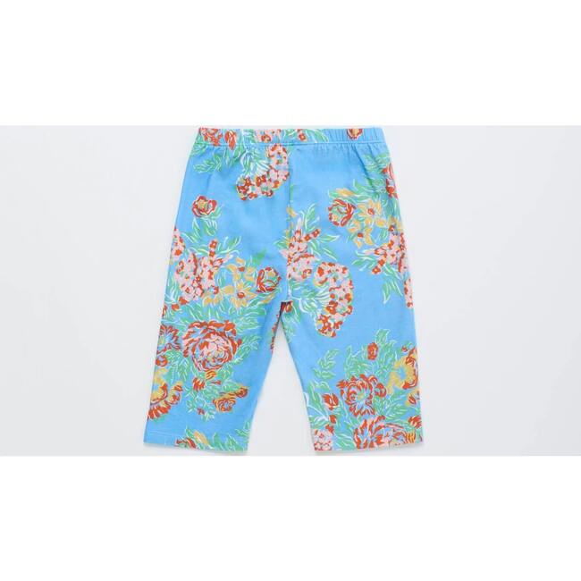 VINTAGE FLOWERS SHORT LEGGINGS, LIGHT BLUE