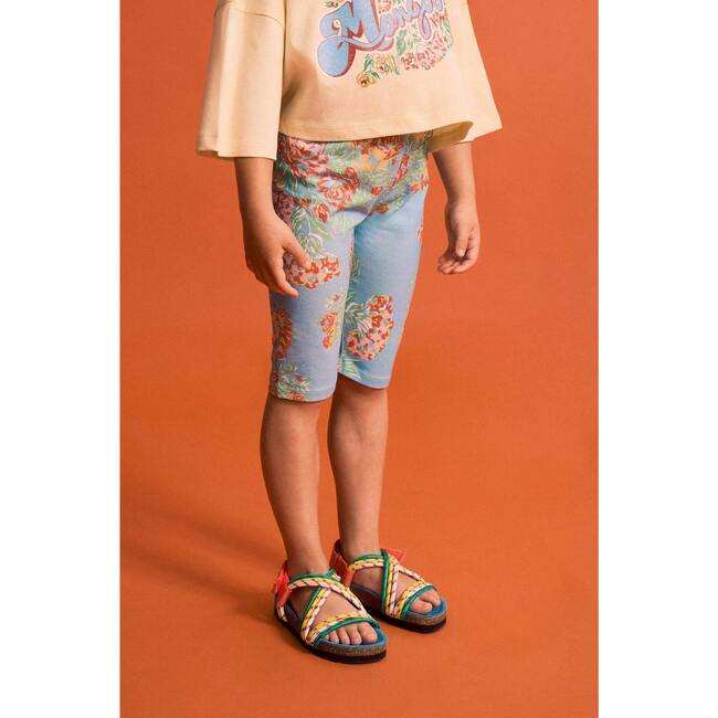 VINTAGE FLOWERS SHORT LEGGINGS, LIGHT BLUE - Leggings - 3