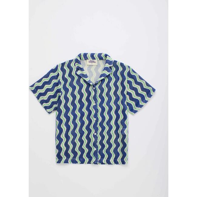 WAVY MESH SHIRT, BLUE