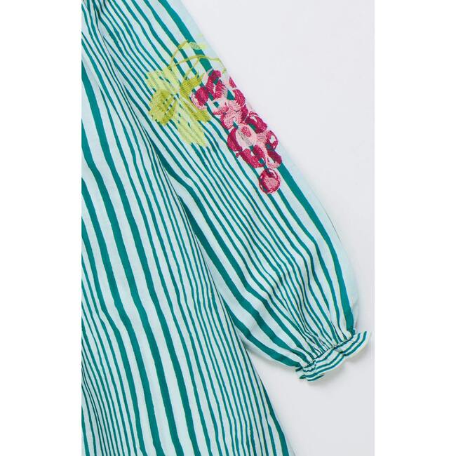 UVAS STRIPED DRESS WITH PUFFY SLEEVES, GREEN - Dresses - 3