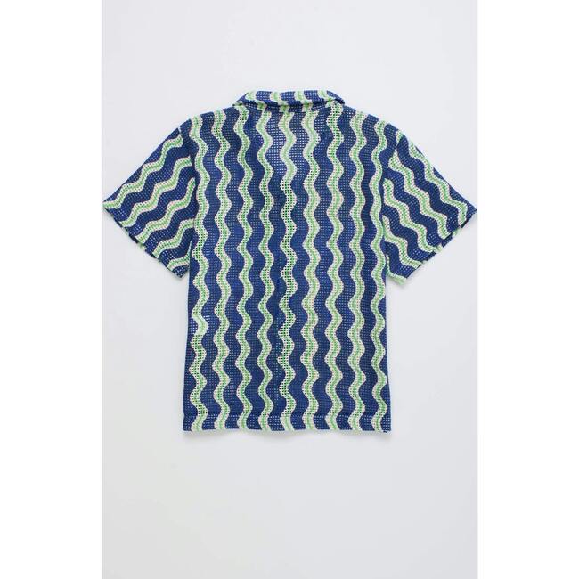 WAVY MESH SHIRT, BLUE