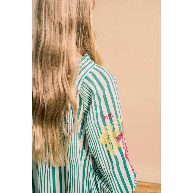 UVAS STRIPED DRESS WITH PUFFY SLEEVES, GREEN - Dresses - 5