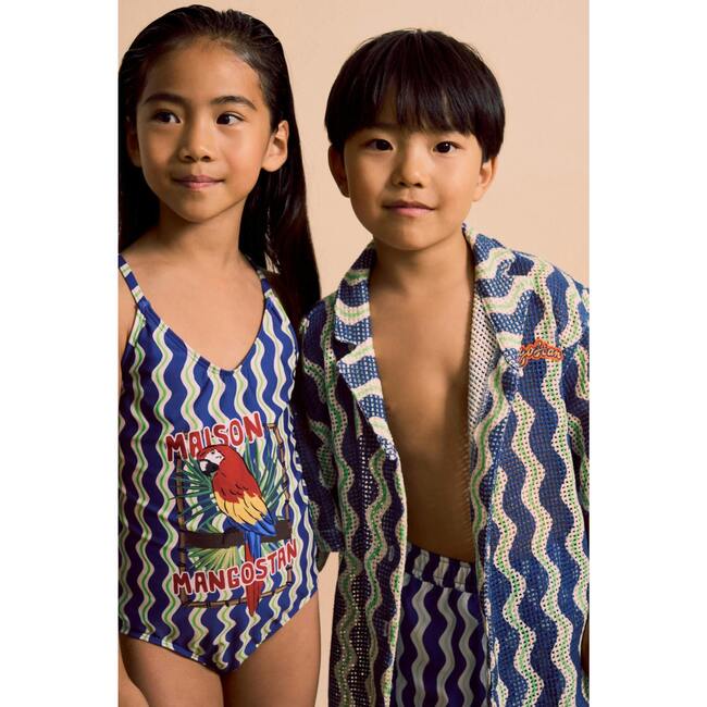 LOROS WAVY SWIMSHORTS, BLUE - Swim Trunks - 4