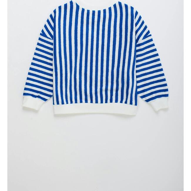 LEVANTE STRIPED KNIT SWEATSHIRT, WHITE & BLUE