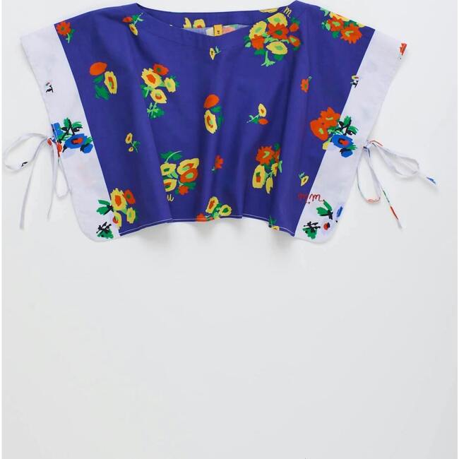 BLOSSOM PATCHWORK TOP, BLUE / WHITE