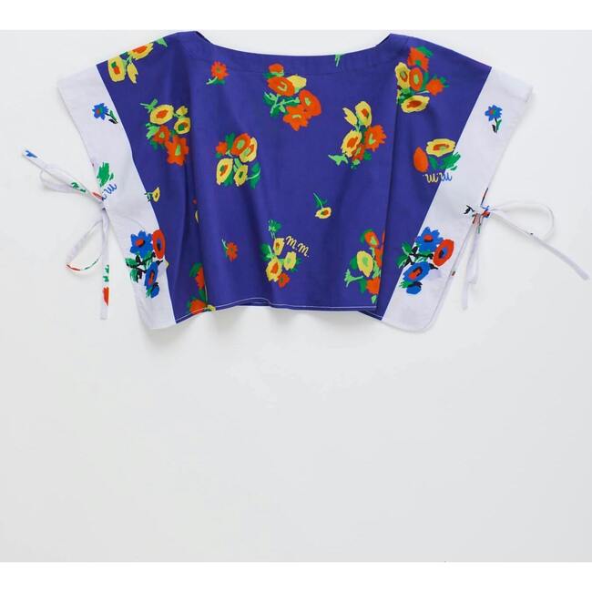 BLOSSOM PATCHWORK TOP, BLUE / WHITE