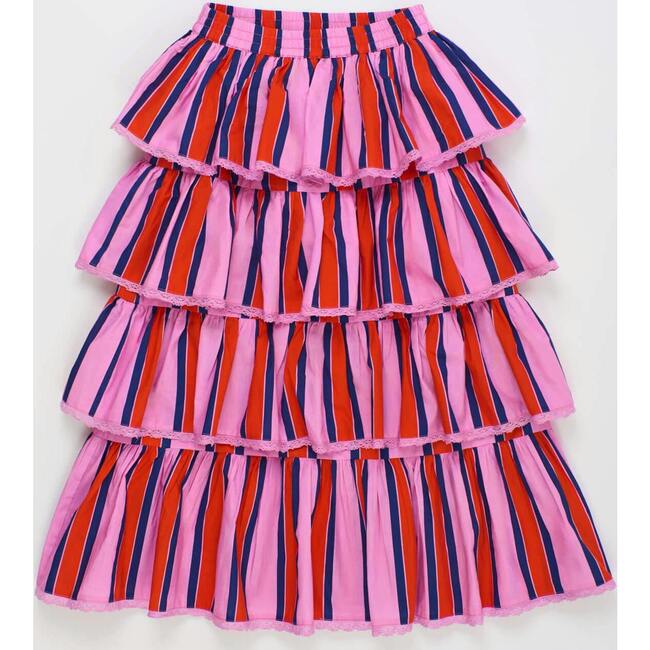 TROPIC RUFFLES STRIPES SKIRT, PINK