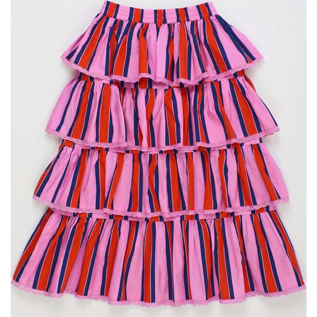 TROPIC RUFFLES STRIPES SKIRT, PINK