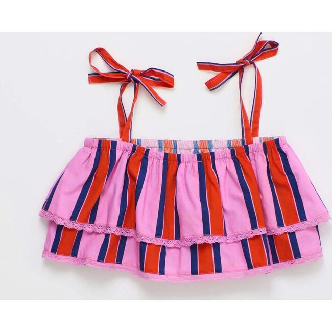 TROPIC RUFFLES STRIPES TOP, PINK