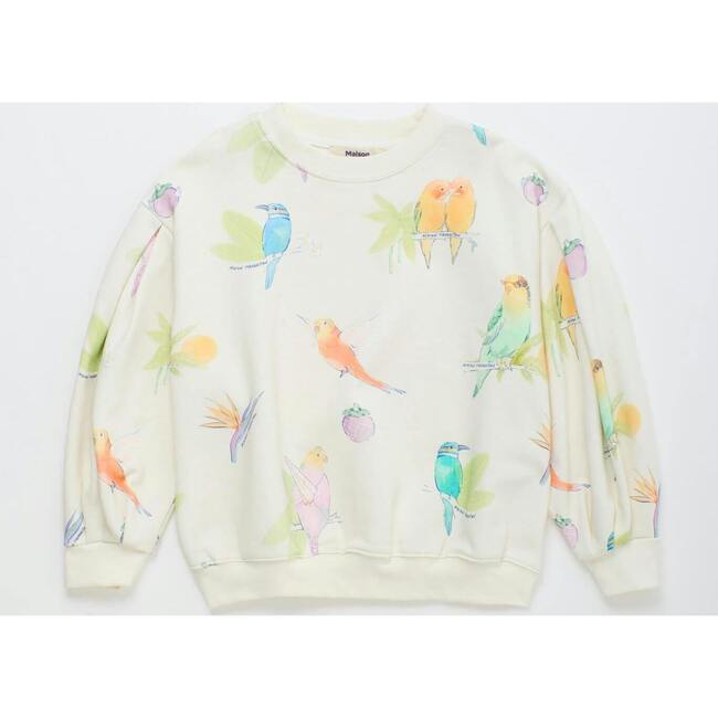 BIRDS SWEATSHIRT, CLOUDY WHITE
