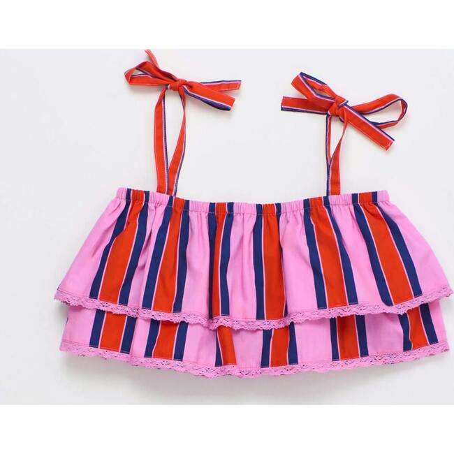 TROPIC RUFFLES STRIPES TOP, PINK