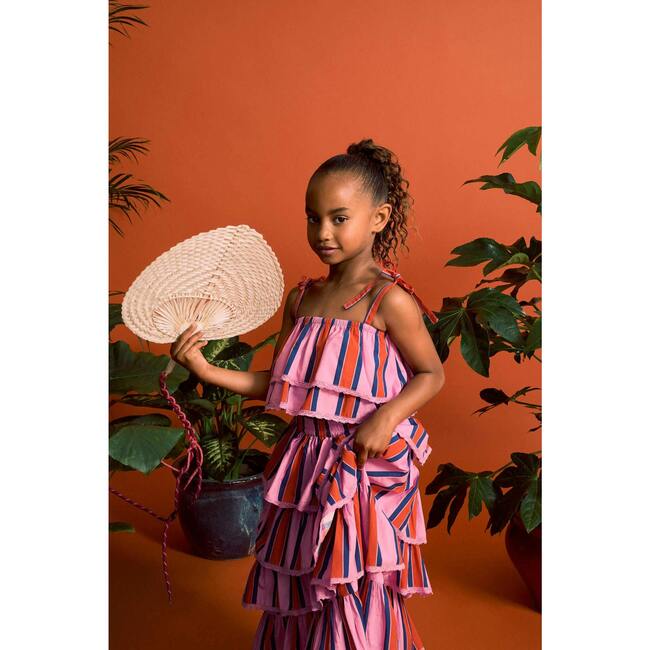 TROPIC RUFFLES STRIPES TOP, PINK - Shirts - 3