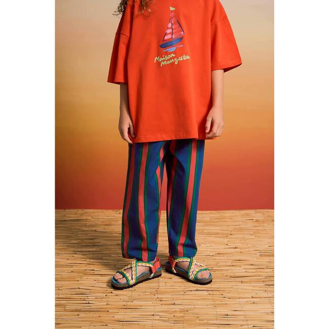 TROPIC STRIPED PANTS, NAVY / RED - Pants - 3