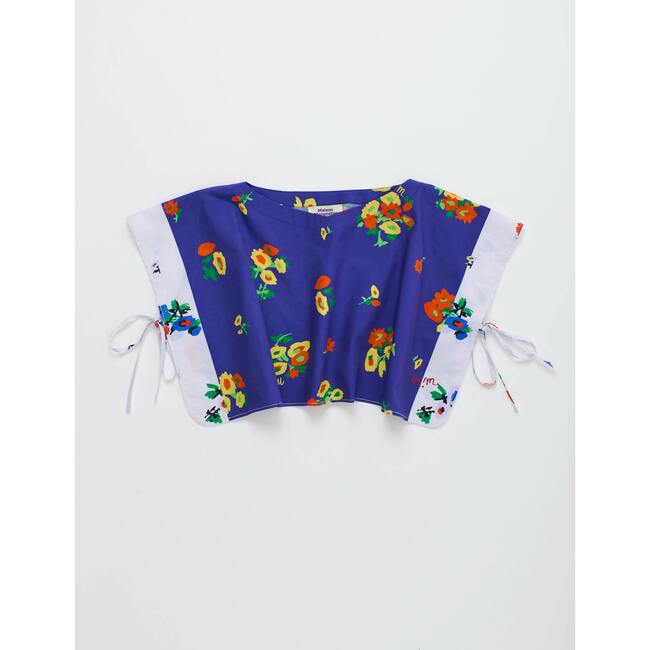 BLOSSOM PATCHWORK TOP, BLUE / WHITE - Shirts - 6