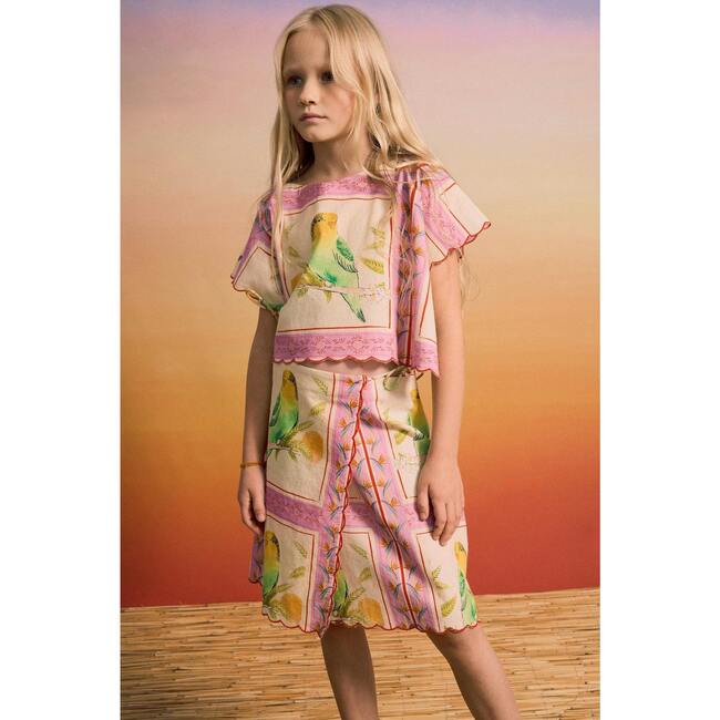 BIRDS PATCHWORK SKIRT, BLUSH - Skirts - 3