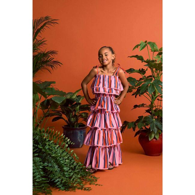 TROPIC RUFFLES STRIPES TOP, PINK - Shirts - 4