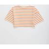 BIRDS STRIPED CROP TOP, MANDARIN / WHITE - T-Shirts - 2