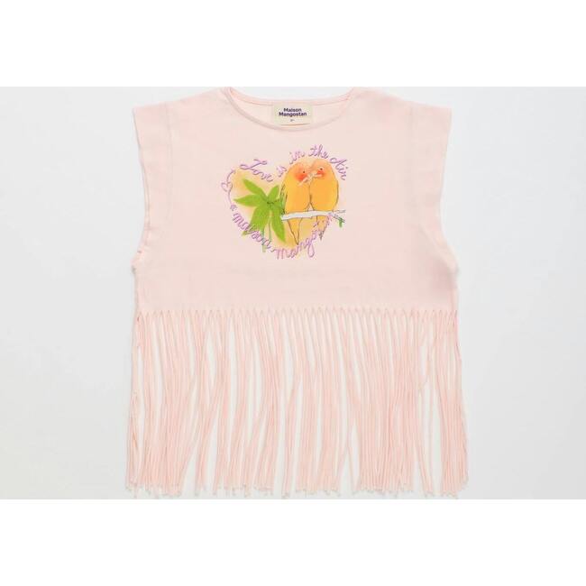BIRDS FRINGE TOP, BLUSH