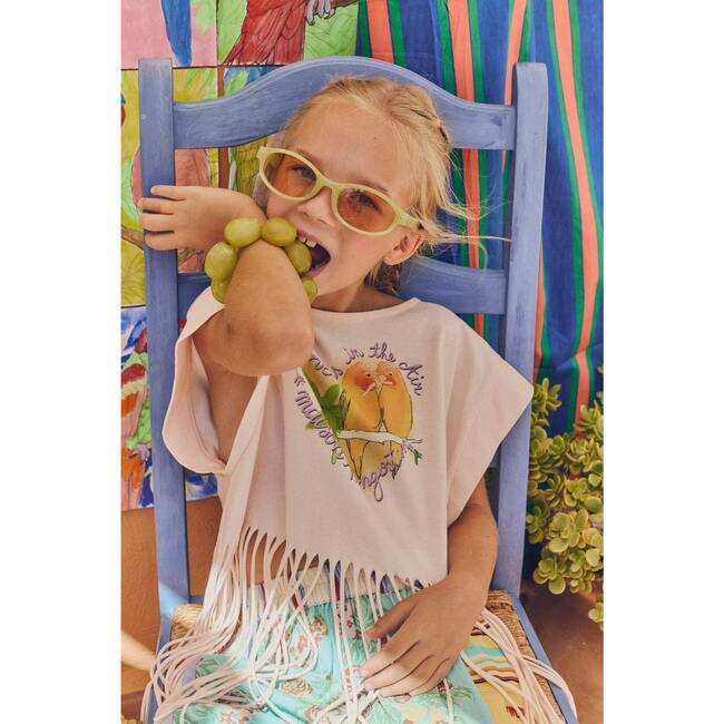BIRDS FRINGE TOP, BLUSH - T-Shirts - 4