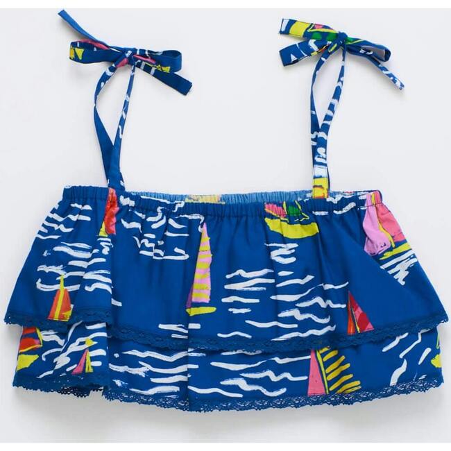 BARCOS RUFFLES TOP, BLUE