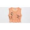 BIRDS EMBROIDERED TOP, PEACH - Shirts - 6