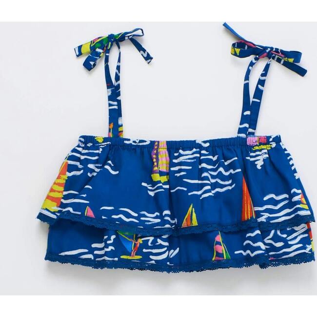 BARCOS RUFFLES TOP, BLUE