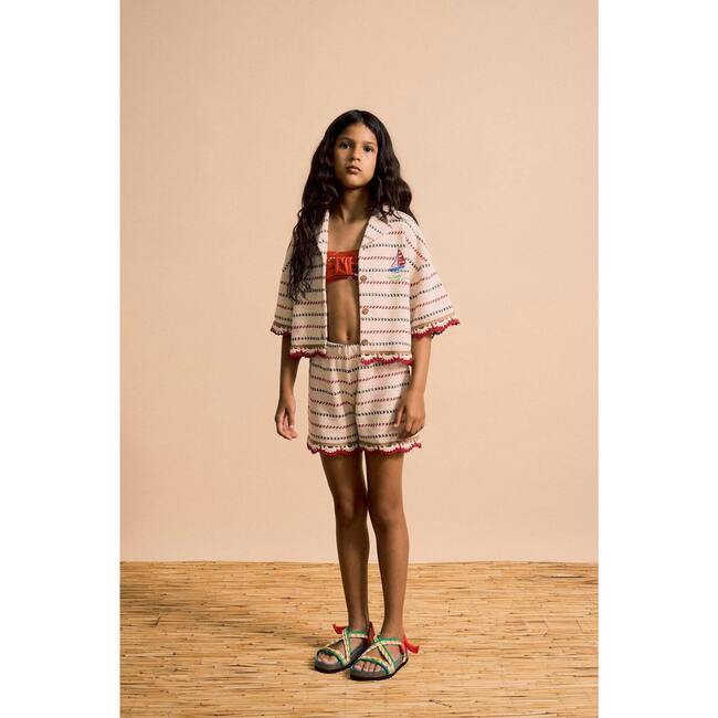 BARCOS KNIT SHORTS, OFF WHITE / RED - Shorts - 3