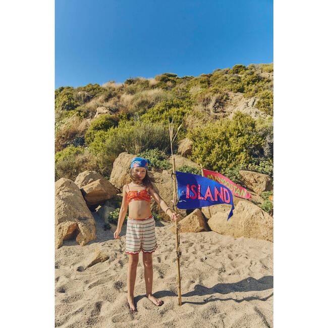 BARCOS KNIT SHORTS, OFF WHITE / RED - Shorts - 4