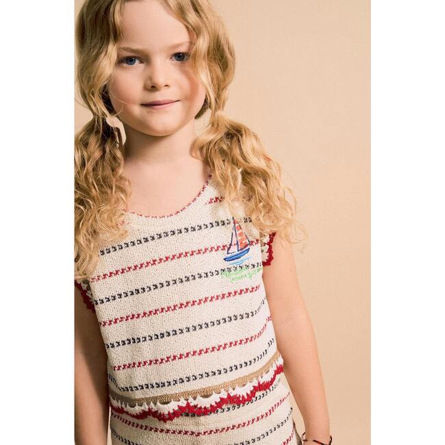 BARCOS KNIT TOP, OFF WHITE / RED - Shirts - 5