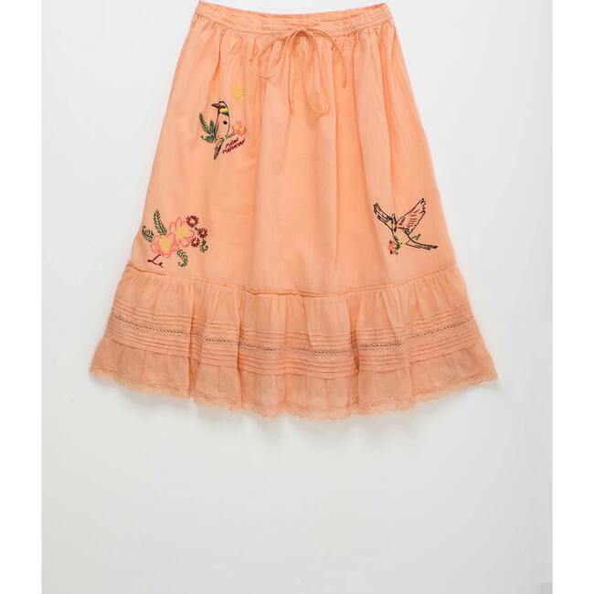 BIRDS EMBROIDERED SKIRT, PEACH - Skirts - 5