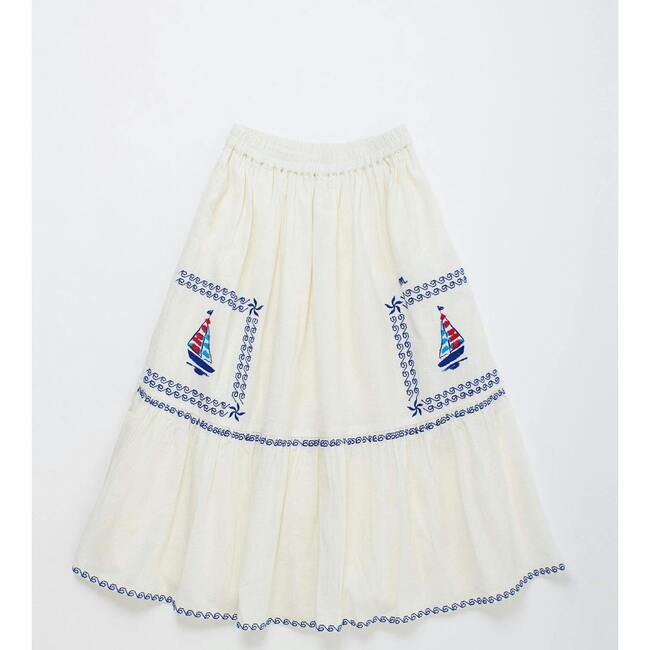 BARCOS EMBROIDERED SKIRT, WHITE