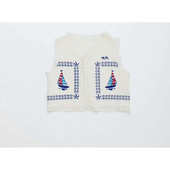 BARCOS EMBROIDERED VEST TOP, WHITE