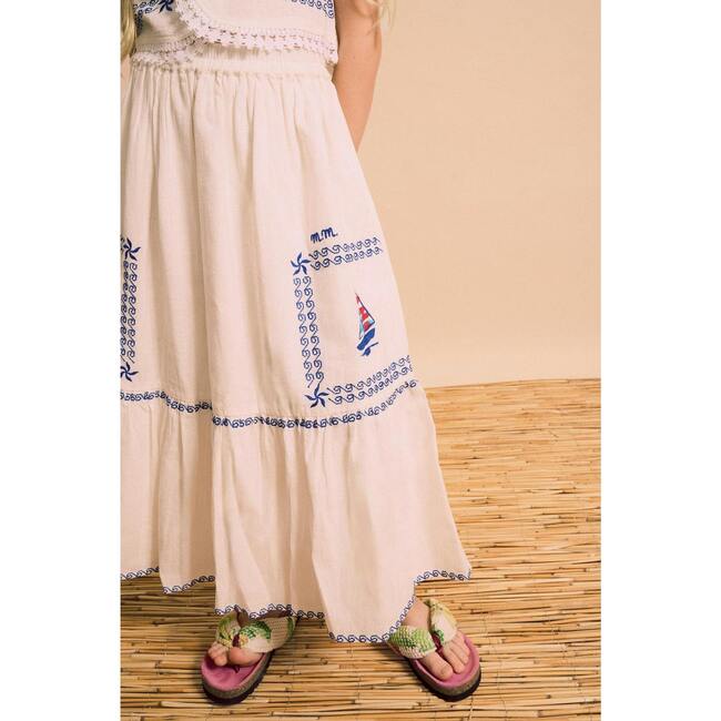 BARCOS EMBROIDERED SKIRT, WHITE - Skirts - 3
