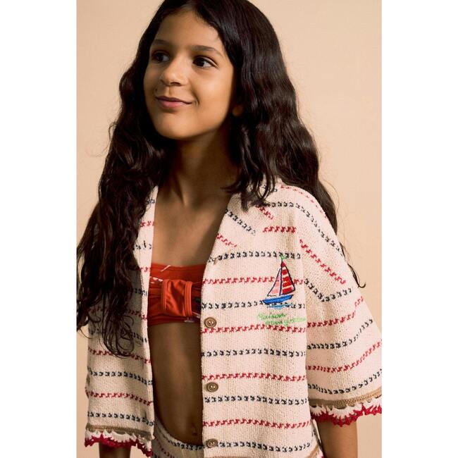 BARCOS KNIT SHIRT, OFF WHITE / RED - Shirts - 3