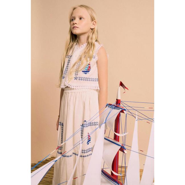 BARCOS EMBROIDERED VEST TOP, WHITE - Shirts - 3