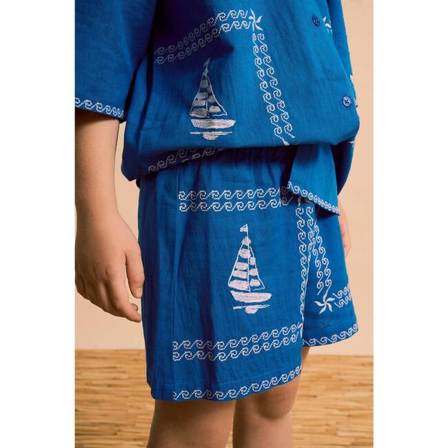 BARCOS EMBROIDERED SHIRT, BLUE - Shirts - 4