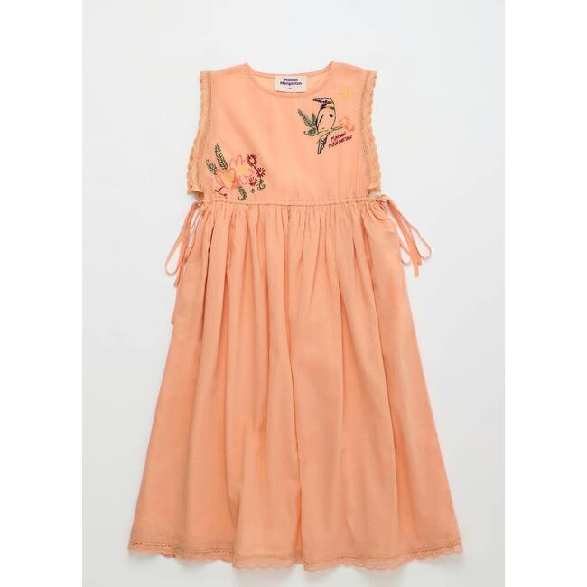 BIRDS EMBROIDERED DRESS, PEACH - Dresses - 5