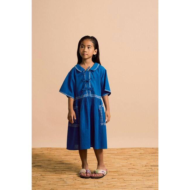 BARCOS EMBROIDERED DRESS, BLUE - Dresses - 3