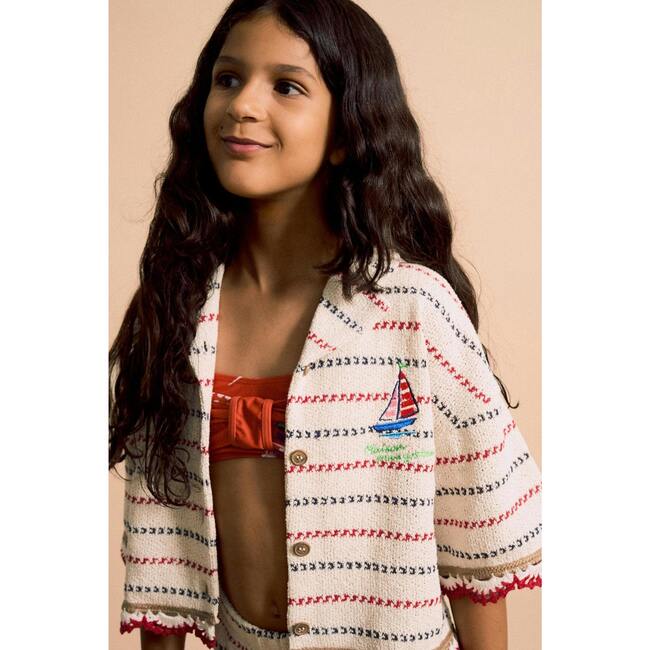 BARCOS KNIT SHIRT, OFF WHITE / RED - Shirts - 5