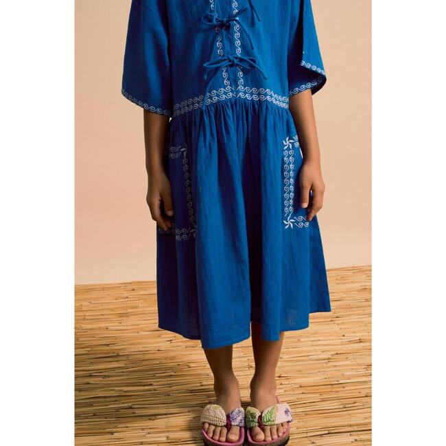BARCOS EMBROIDERED DRESS, BLUE - Dresses - 4