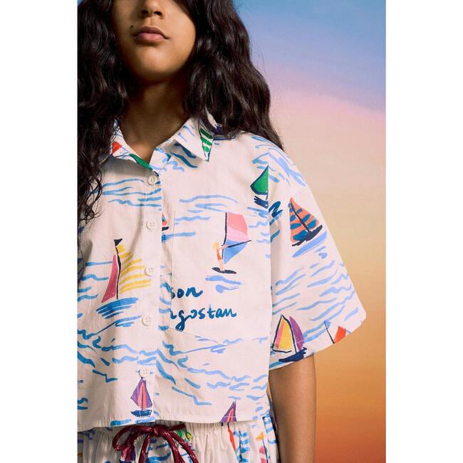 BARCOS CROPPED SHIRT, WHITE - Shirts - 5