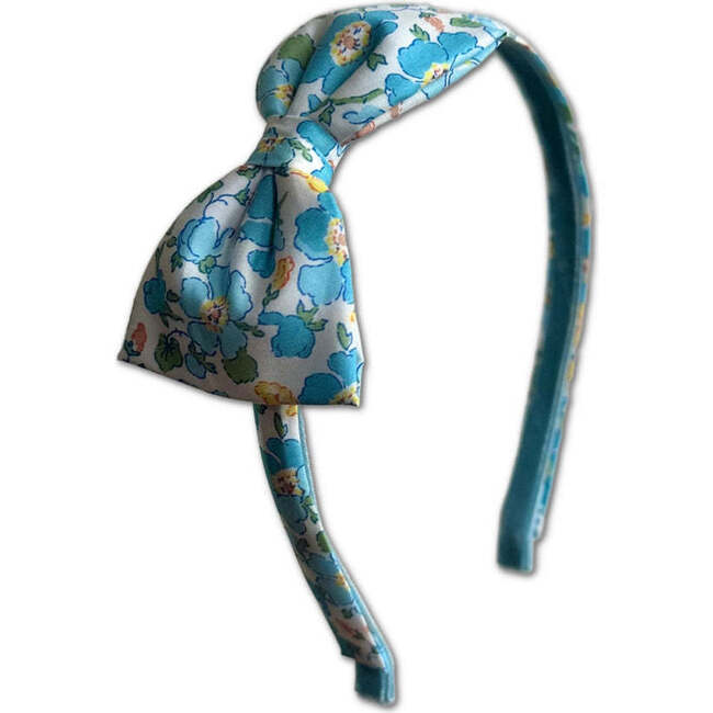 LuluLuvs Liberty of London Bow Headband, Sky Blue Floral